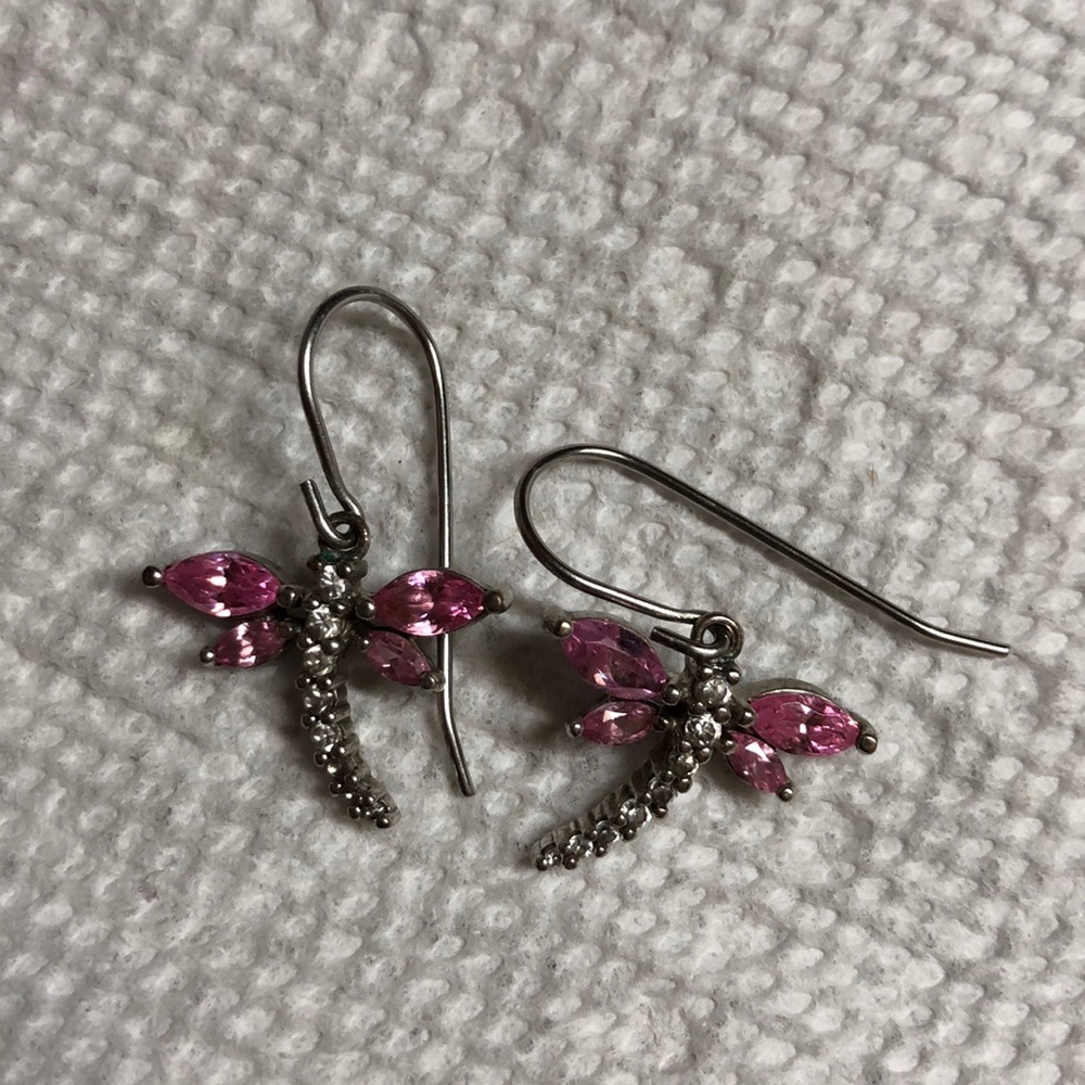 Sterling silver sapphire dragon fly earrings